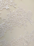 Craftuneed Bundle 6pcs white sew on lace applique embroidered floral lace motif patch