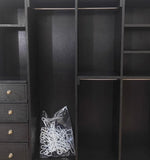 Craftuneed 1:6 scale Miniature Black Wooden L Shape Closet & Shoe Cabinet Handmade Dollhouse Wardrobe Furniture For Fashion Dolls