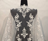 Ivory Beaded Lace Fabric by Yard Bridal Floral Sequin Embroidered Lace For Wedding DIY
