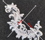 5 Pairs White Bridal Lace Applique Embroidery Floral Motif For Wedding Dress DIY