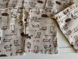 Craftuneed Bundle 10pcs Cute Cat Print Drawstring Gift Bags Natural Linen Pouch Bag
