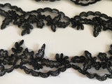 Craftuneed Bundle 13.3 Meters black floral lace trim sew on embroidered tulle dress lace trimming for Sewing