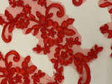 Craftuneed Bundle 6pcs red floral lace applique sew on embroidered tulle lace motif patch