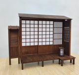 1:6 Dollhouse Japanese House Front Handmade Miniature Wooden Facade Shoji Screen Diorama