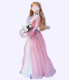 Handmade 1:6 Scale Victorian Style Doll Dress with Necklace – Custom Miniature Fashion Outfit