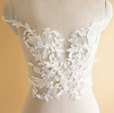 2 Pairs Ivory Bridal Lace Applique Floral Embroidery Wedding Dress Motif Patch (4 Pieces)