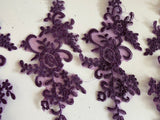 Craftuneed Bundle 5pcs Purple Floral Lace Applique Embroidered Lace Motif Patch For Sewing Craft
