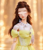 Handmade 1:6 Scale Doll Dress Miniature Yellow Chiffon Evening Gown with Necklace