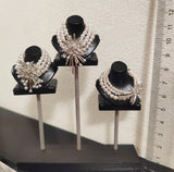 1:6 Scale Doll Faux Pearl Necklace and Earrings Set Miniature Rhinestone Jewellery