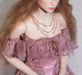 Craftuneed 1:6 Scale Miniature Doll Purple Lilac Dress with Matching Necklace Luxury Gown Dress For Fashion Dolls Handmade
