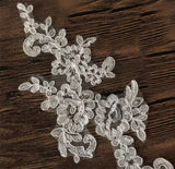 5 Pairs Ivory Bridal Lace Applique Embroidered Floral Tulle Lace Motif Patch For Wedding