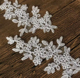 5 Pairs Bridal Lace Applique Ivory or White Floral Embroidery Motif Patch For DIY