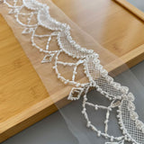 Ivory Beaded Sequin Lace Trim 3 Yards Floral Bridal Wedding Sewing Material