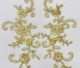 Gold Lace Applique Pair Floral Embroidered Lace Motifs Matching 20 Pairs (40pcs)