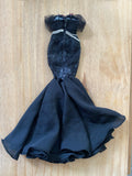 Craftuneed 1:6 Scale Doll Black Lace Mermaid Evening Gown Gothic Style Black Dress with Red Floral Accents For Fashion Dolls Handmade