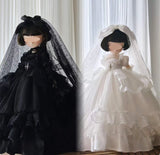 Handmade Victorian Lace Doll Bridal Dress Veil Miniature Outfit For 1/6 1/4 1/3 Scale
