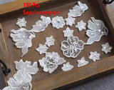 Ivory Floral Lace Applique Bundle Beaded, Sequin Bridal Embroidered Flower Patches