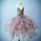 Craftuneed 1:6 Scale Luxury Feather Doll Dress Peach Pink or White Miniature Handmade ballet dress for Fashion Dolls Custom Sizes Available