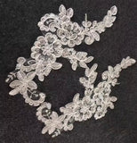 Ivory Floral Lace Applique 3 Pairs, Bridal Lace Motif Wedding Dress Embroidered Patch