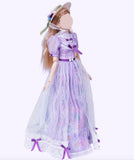 Handmade 1:6 Scale Doll Dress Miniature Lilac Purple Lace Gown with Hat Custom Outfit