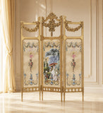 1:6 Scale Dollhouse Folding Screen Handmade Miniature Rococo Room Divider Display