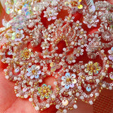 Red Mesh Sequin Beaded Lace Applique Set Embroidery Motif for Couture Sewing DIY