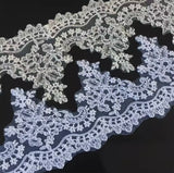 Ivory or White Floral Lace Trim Embroidered Border Edging, Bridal Sewing DIY (10 Yards)