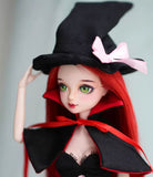 Craftuneed Halloween Witch Doll Costume Gothic Fantasy Outfit Set Black Feather Skirt Cape Hat Corset for 1/6, 1/4, 1/3 Scale Dolls