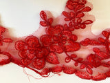 Red Embroidered Lace Trim 2.5 Meters Sew On Floral Lace Trimming For Dress DIY Craftuneed