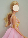 Craftuneed Handmade 1:6 miniature Doll Pink Bridal Beaded Wedding Gown dress with beads and sequins embellishments details