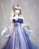 1:3 Scale Doll Butterfly Fairy Dress Handmade Blue Purple Gradient Glitter Gown Set