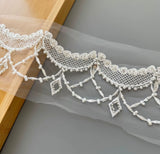 Ivory Beaded Sequin Lace Trim 3 Yards Floral Bridal Wedding Sewing Material