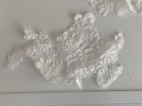 Craftuneed Bundle 4pcs ivory embroidered lace trims sew on floral lace applique tulle motif patch