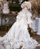 Craftuneed Edwardian Doll Dress with Bonnet for BJD Antique Vintage-Inspired Lace Grown Costume Fits For 1/6 1/4 1/3 Dolls