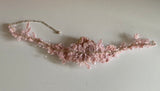 Craftuneed Handmade Pink Beaded Lace Necklace Faux Pearl Embroidered Floral Choker for Fairycore, Wedding or Costume Crafts