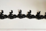 Craftuneed Bundle Black Eyelash Style Lace Trim Sew On Embroidered Floral Tulle Lace Trimming for Sewing DIY