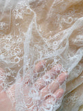 3 Yards Ivory Sequin Lace Fabric Embroidered Floral Tulle Lace for Bridal DIY