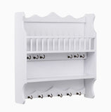 Craftuneed 1:6 Scale Dollhouse Wooden Wall Cup Rack Miniature Hanging Shelf with Hooks, Handmade Kitchen Storage for Dolls