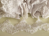 Craftuneed Bundle 14.9Meters white floral lace trim dress bridal sew on tulle lace trimming