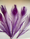 Craftuneed Bundle 7pcs Purple Peacock Feather hat mount Feather For Millinery DIY Art craft