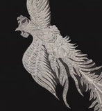 Ivory Peacock Lace Applique Pair Large Sequins Embroidered Motif For Costume Sewing DIY