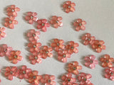 Bundle 61pcs Mini Acrylic Flower Embellishments Watermelon Pink 5-Petal Blossoms with Rhinestone Center for Crafts, Nail Art, DIY Projects