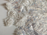 Craftuneed Bundle 2Pcs Luxury Ivory Sequin Lace Applique Beaded Floral Embroidered Patch for Dressmaking, Bridal, Dancewear