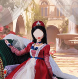 Handmade 1:6 Scale Vintage Romantic Doll Dress Renaissance-Inspired Court Gown with Jewellery