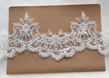 6 Yards Ivory Beaded Bridal Lace Trim Sequined Lace Edge for Wedding Dress Veil