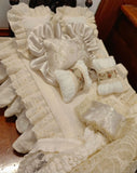 Handmade Dollhouse Bedding Set Miniature French Style Blanket Pillow 1/6 1/4 1/3 Scale