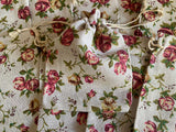 Bundle 10pcs Vintage Rose Print Drawstring Gift Bags Natural Linen Pouch Bag