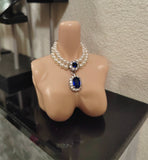 1:6 Scale Doll Faux Pearl Necklace Earrings Crown Miniature Navy Rhinestone Jewellery