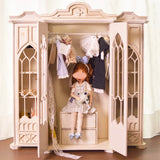 DIY Gothic Dollhouse Miniature Wardrobe Closet Kit 1/6 1/8 1/12 Unfinished (Unassembled)