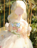 HandHandmade Floral Tulle Doll Dress Miniature Fairy Garden Ball Gown For 1/4 1/3 Scale